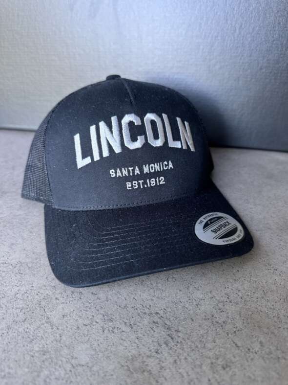 Black Trucker Hat with Lincoln Wordmark