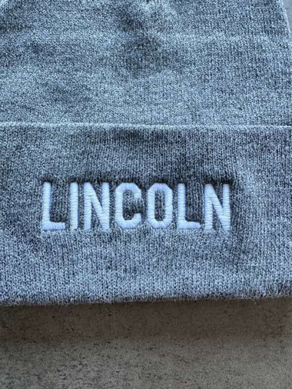 Charcoal Beanie with Lincoln Wordmark - Image 2